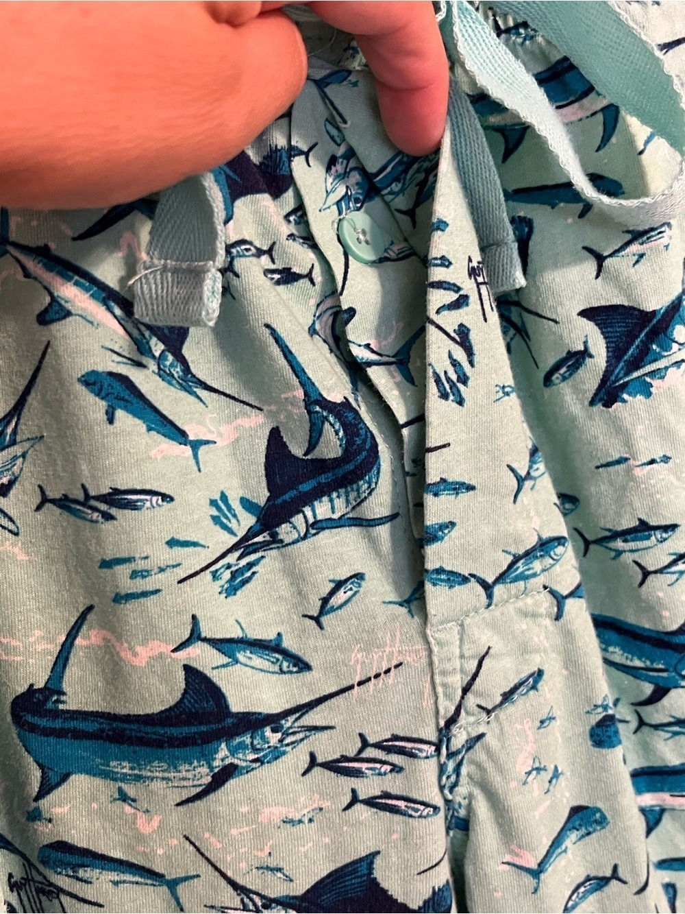 Guy Harvey Marlin Swordfish Billfish Print Lounge Pajama Pants Medium Aqua Blue - Picture 3 of 5